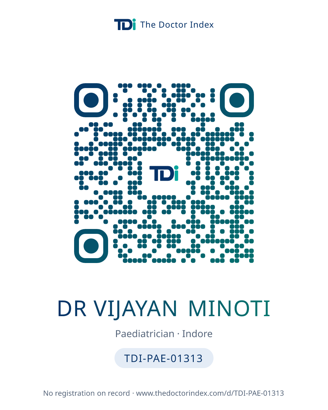 QR card for Dr Vijayan Minoti, TDI-PAE-01313