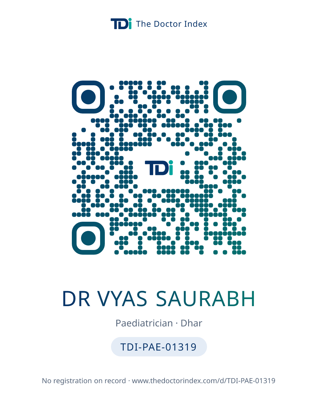 QR card for Dr Vyas Saurabh, TDI-PAE-01319