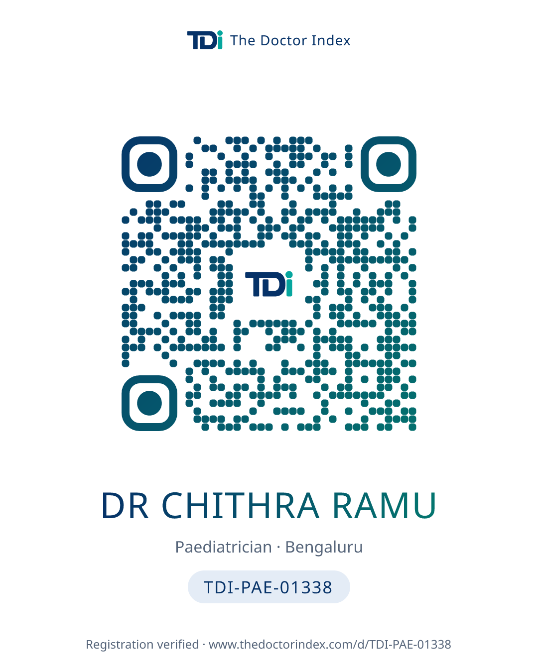 QR card for Dr Chithra Ramu, TDI-PAE-01338