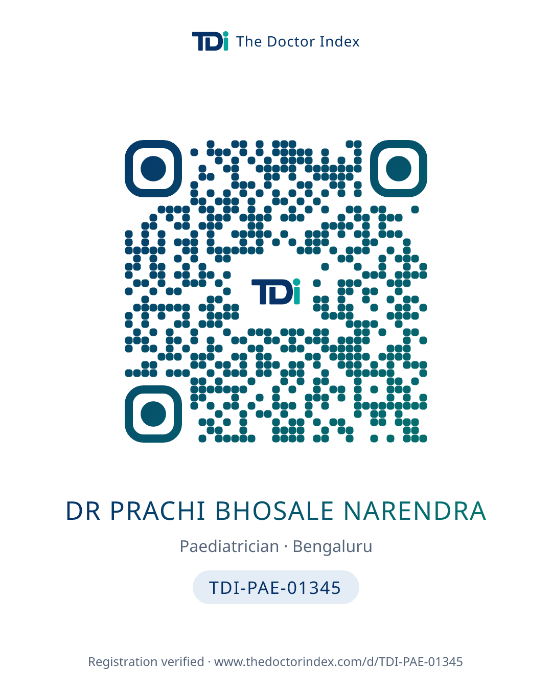 QR card for Dr Prachi Bhosale Narendra, TDI-PAE-01345