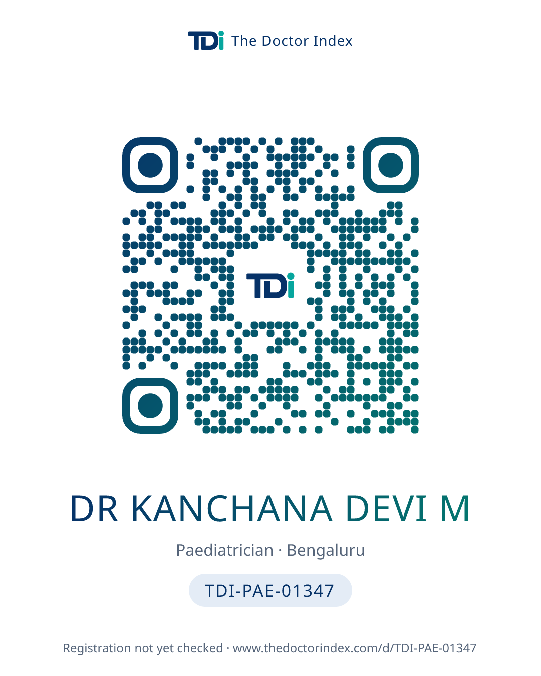QR card for Dr Kanchana Devi M, TDI-PAE-01347