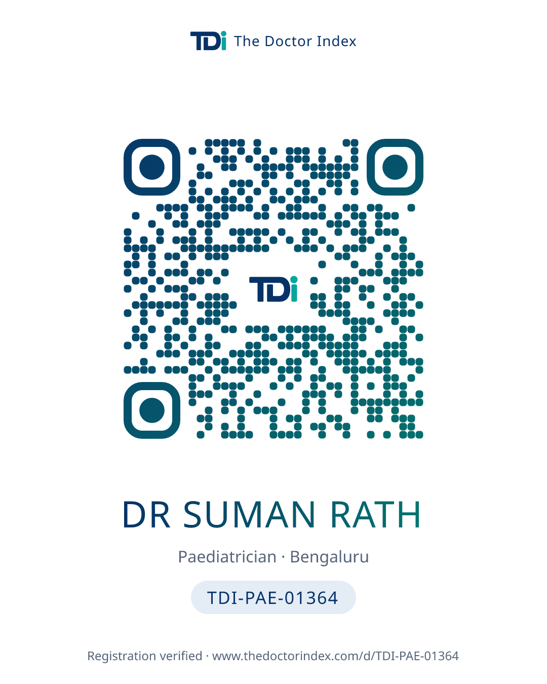 QR card for Dr Suman Rath, TDI-PAE-01364