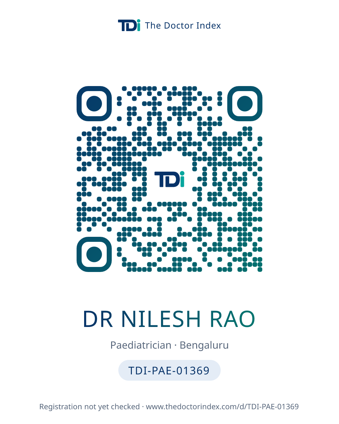 QR card for Dr Nilesh Rao, TDI-PAE-01369