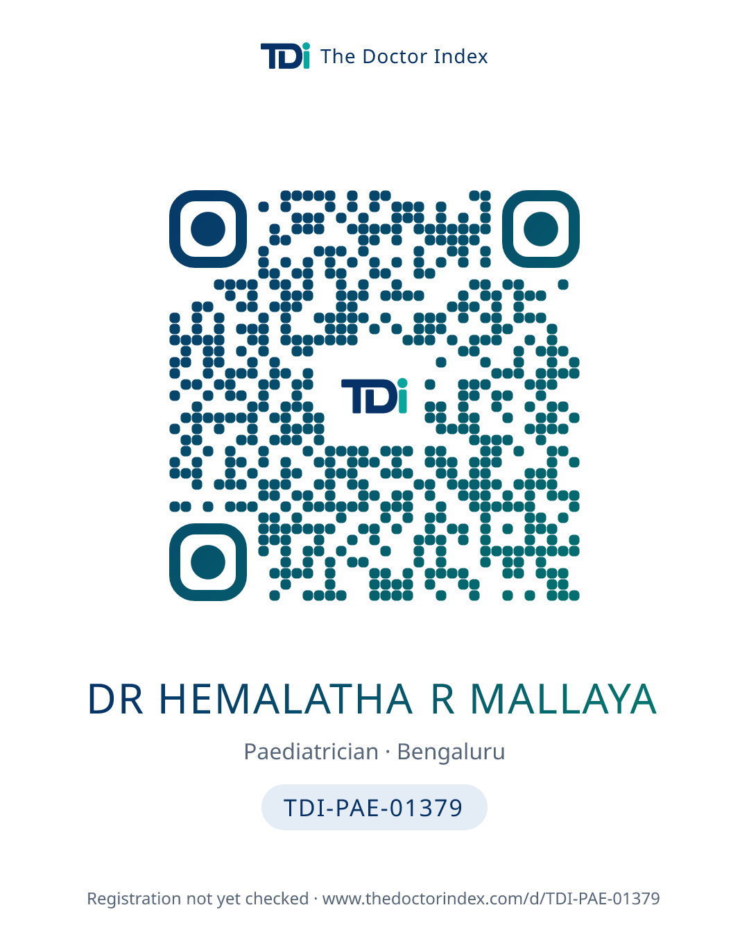 QR card for Dr Hemalatha R Mallaya, TDI-PAE-01379