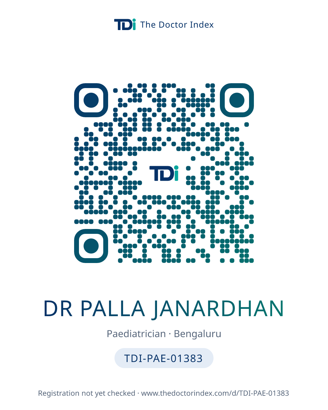 QR card for Dr Palla Janardhan, TDI-PAE-01383