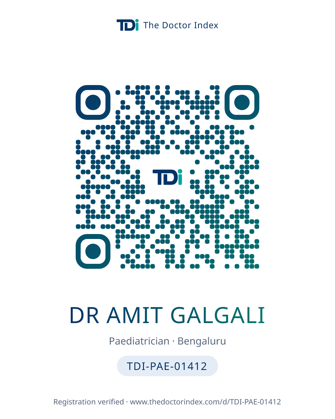 QR card for Dr Amit Galgali, TDI-PAE-01412