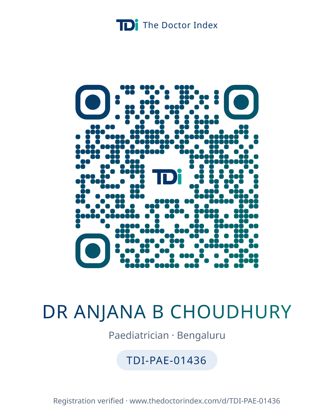 QR card for Dr Anjana B Choudhury, TDI-PAE-01436