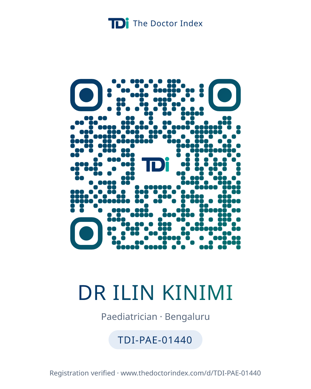 QR card for Dr Ilin Kinimi, TDI-PAE-01440