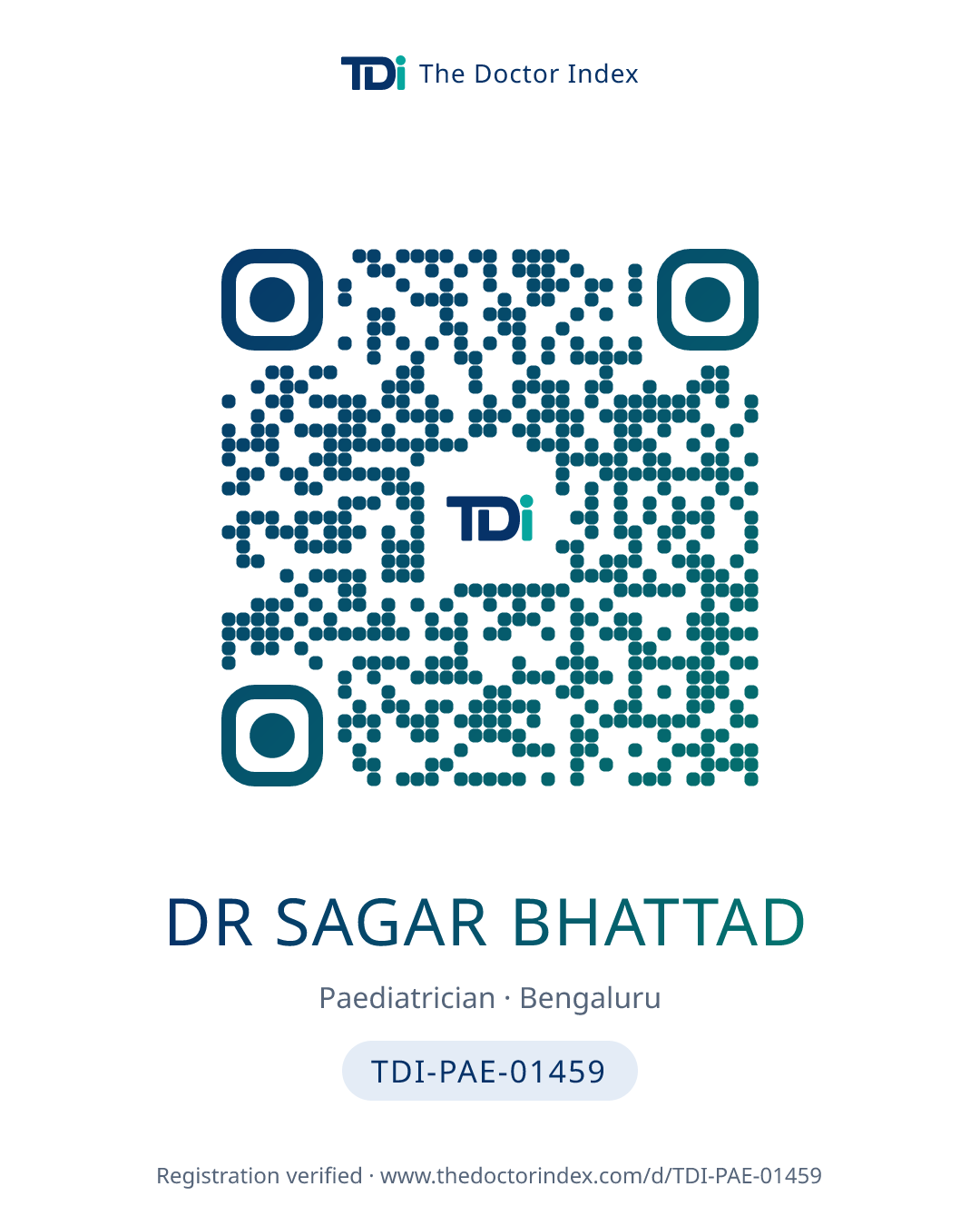 QR card for Dr Sagar Bhattad, TDI-PAE-01459