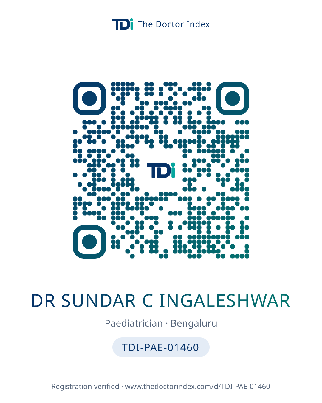 QR card for Dr Sundar C Ingaleshwar, TDI-PAE-01460