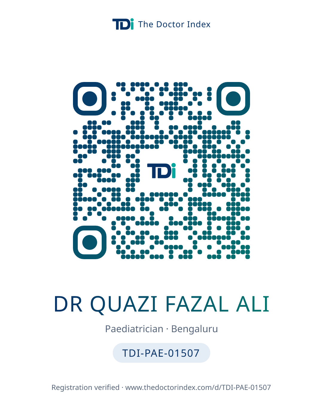 QR card for Dr Quazi Fazal Ali, TDI-PAE-01507