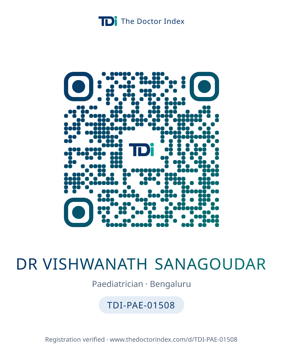 QR card for Dr Vishwanath Sanagoudar, TDI-PAE-01508