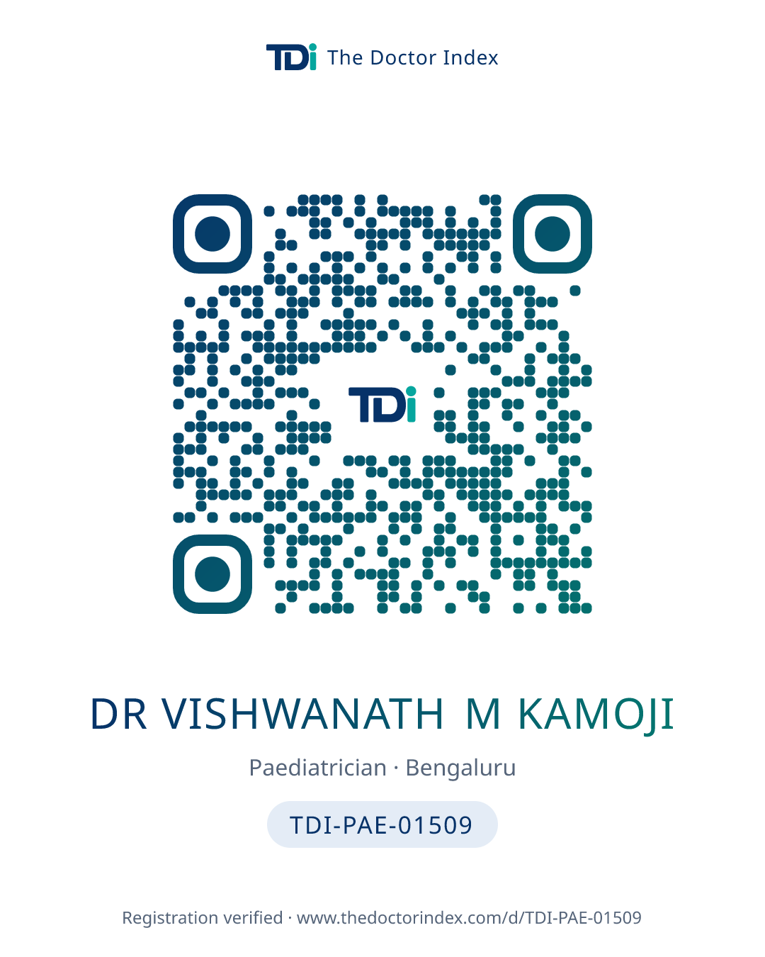 QR card for Dr Vishwanath M Kamoji, TDI-PAE-01509