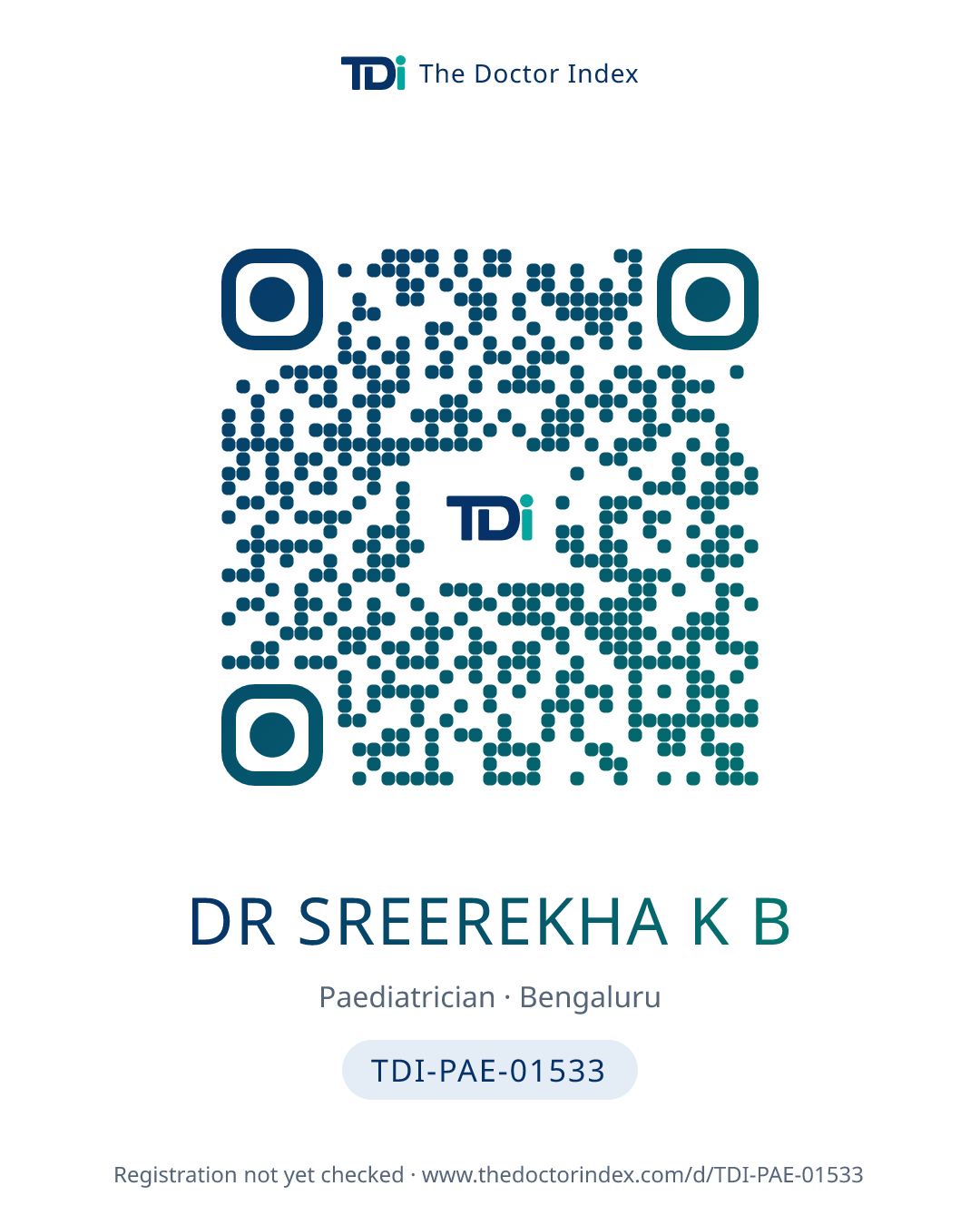 QR card for Dr Sreerekha K B, TDI-PAE-01533