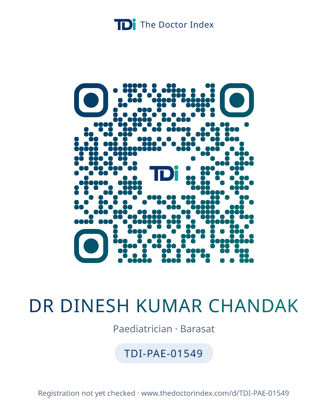 QR card for Dr Dinesh Kumar Chandak, TDI-PAE-01549