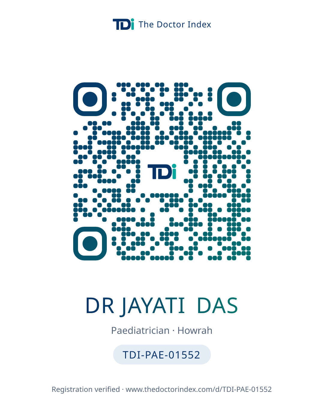 QR card for Dr Jayati Das, TDI-PAE-01552