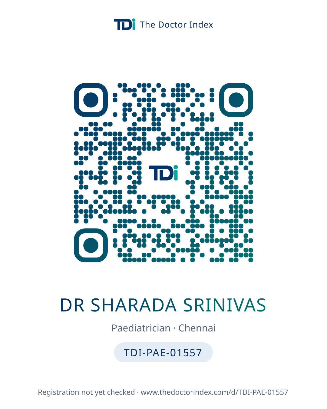 QR card for Dr Sharada Srinivas, TDI-PAE-01557
