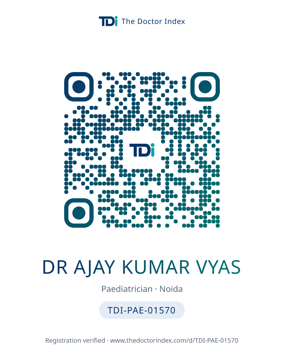 QR card for Dr Ajay Kumar Vyas, TDI-PAE-01570