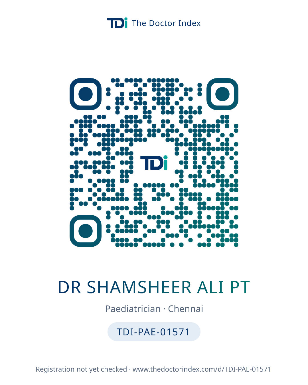 QR card for Dr Shamsheer Ali Pt, TDI-PAE-01571