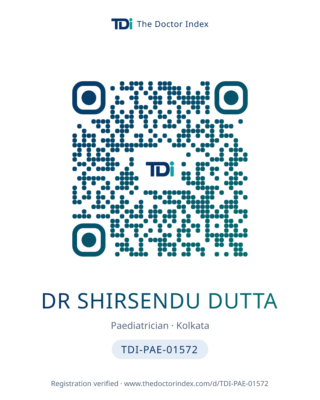 QR card for Dr Shirsendu Dutta, TDI-PAE-01572