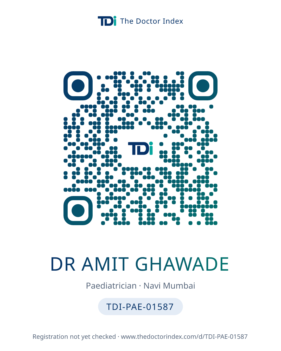 QR card for Dr Amit Ghawade, TDI-PAE-01587