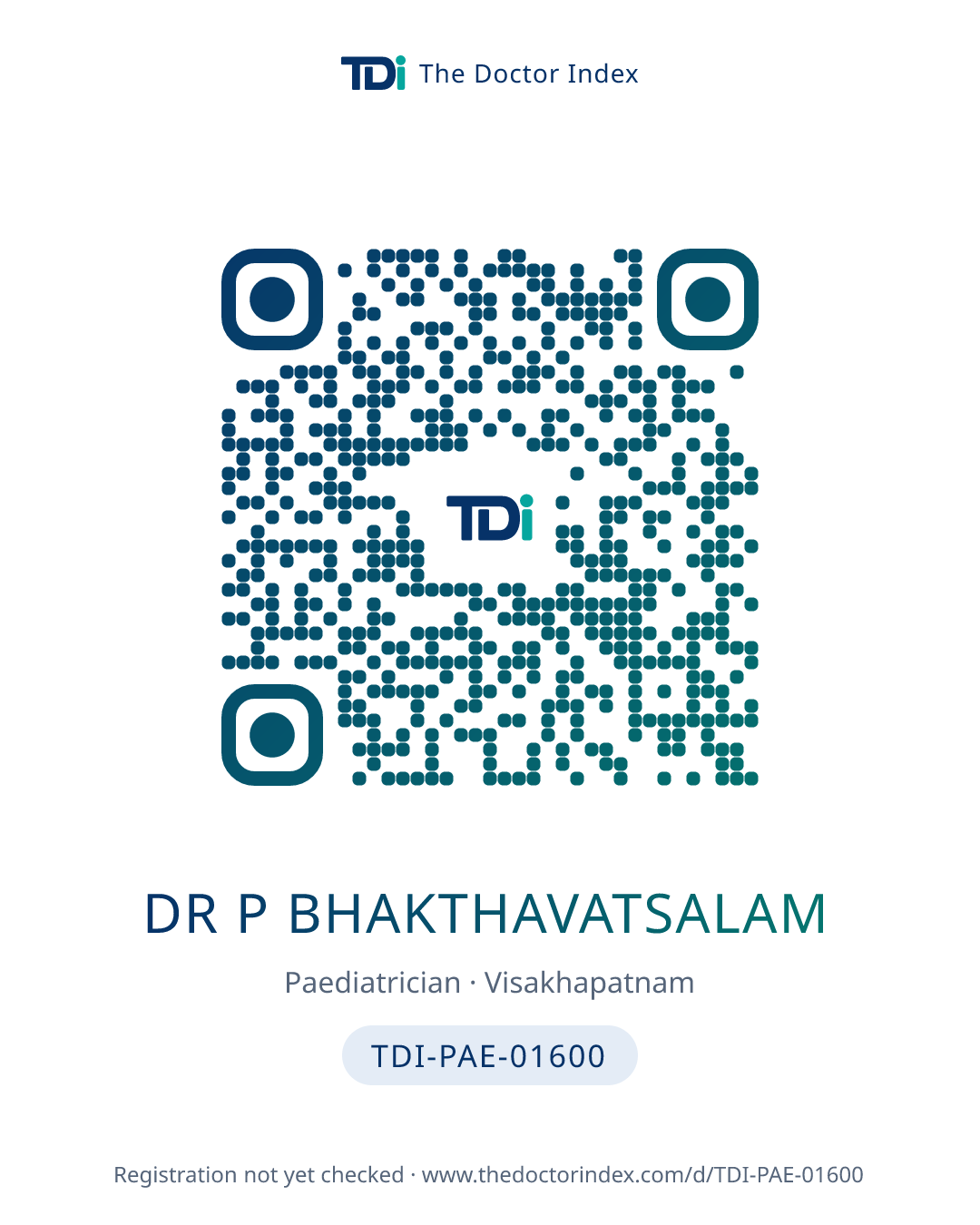 QR card for Dr P Bhakthavatsalam, TDI-PAE-01600