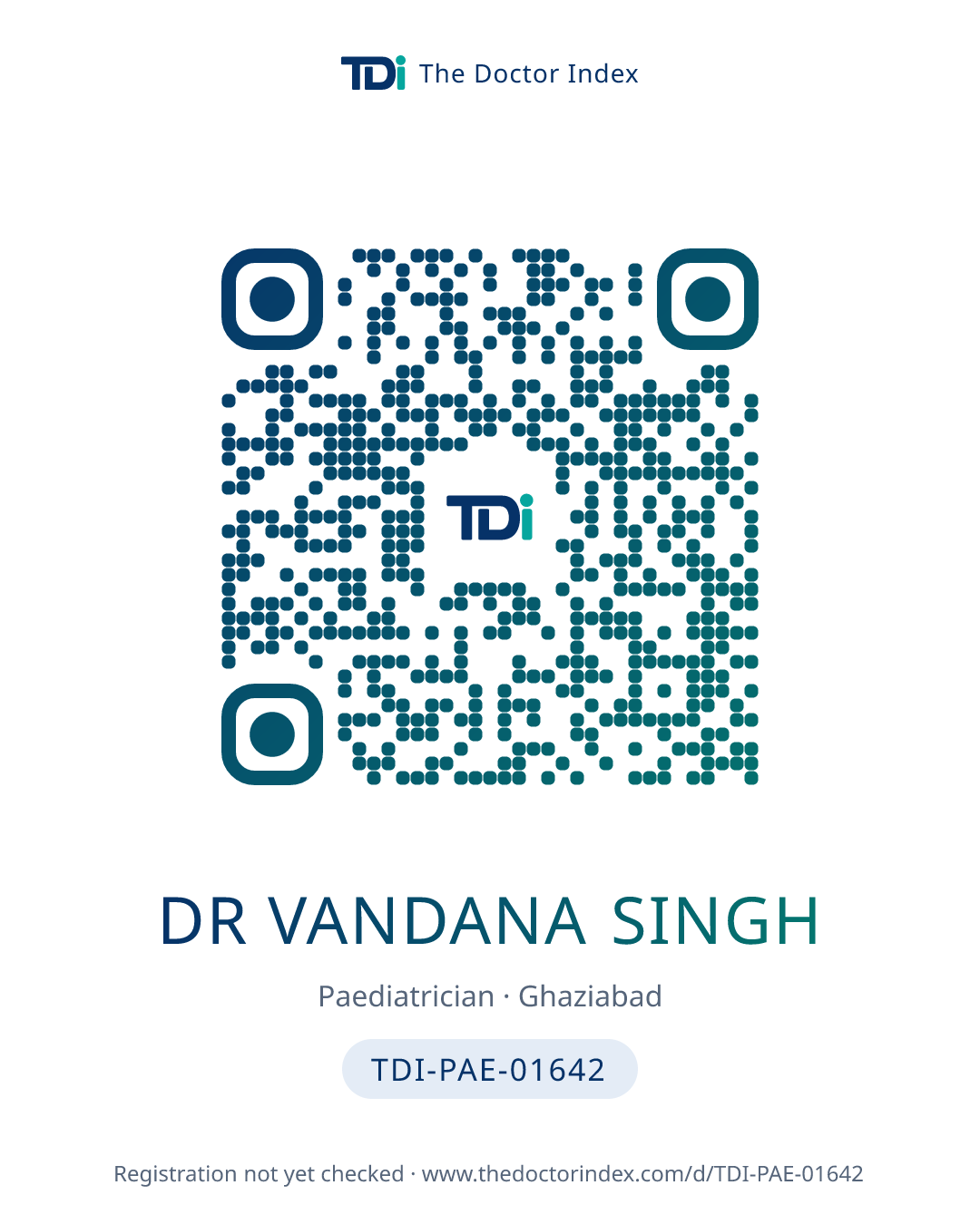 QR card for Dr Vandana Singh, TDI-PAE-01642