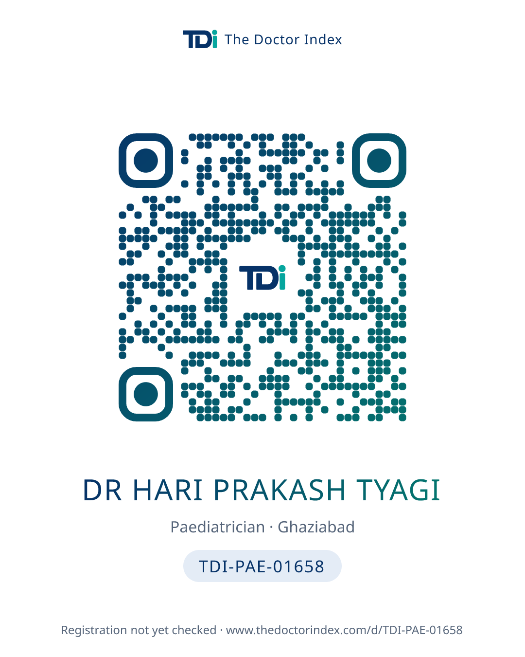 QR card for Dr Hari Prakash Tyagi, TDI-PAE-01658