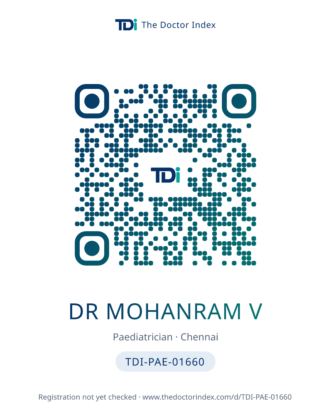 QR card for Dr Mohanram V, TDI-PAE-01660