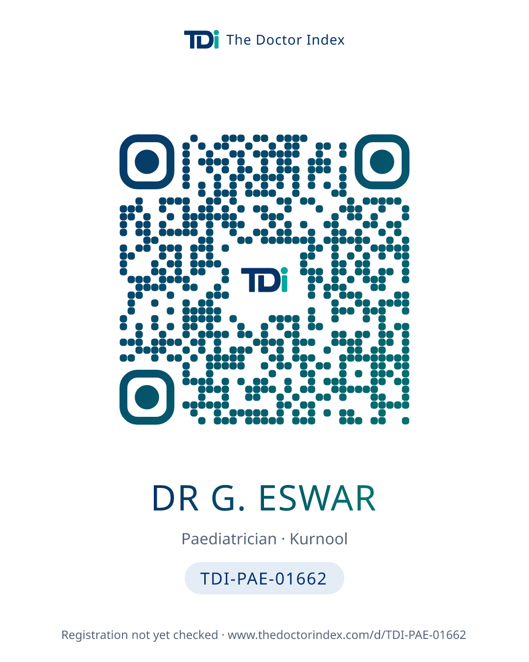QR card for Dr G. Eswar, TDI-PAE-01662