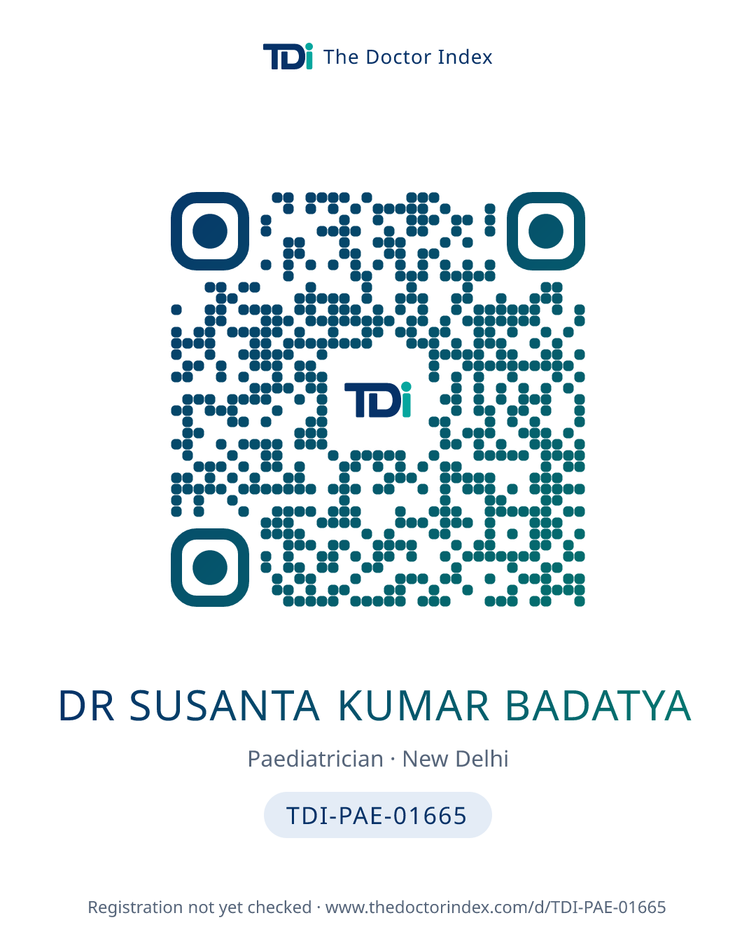 QR card for Dr Susanta Kumar Badatya, TDI-PAE-01665