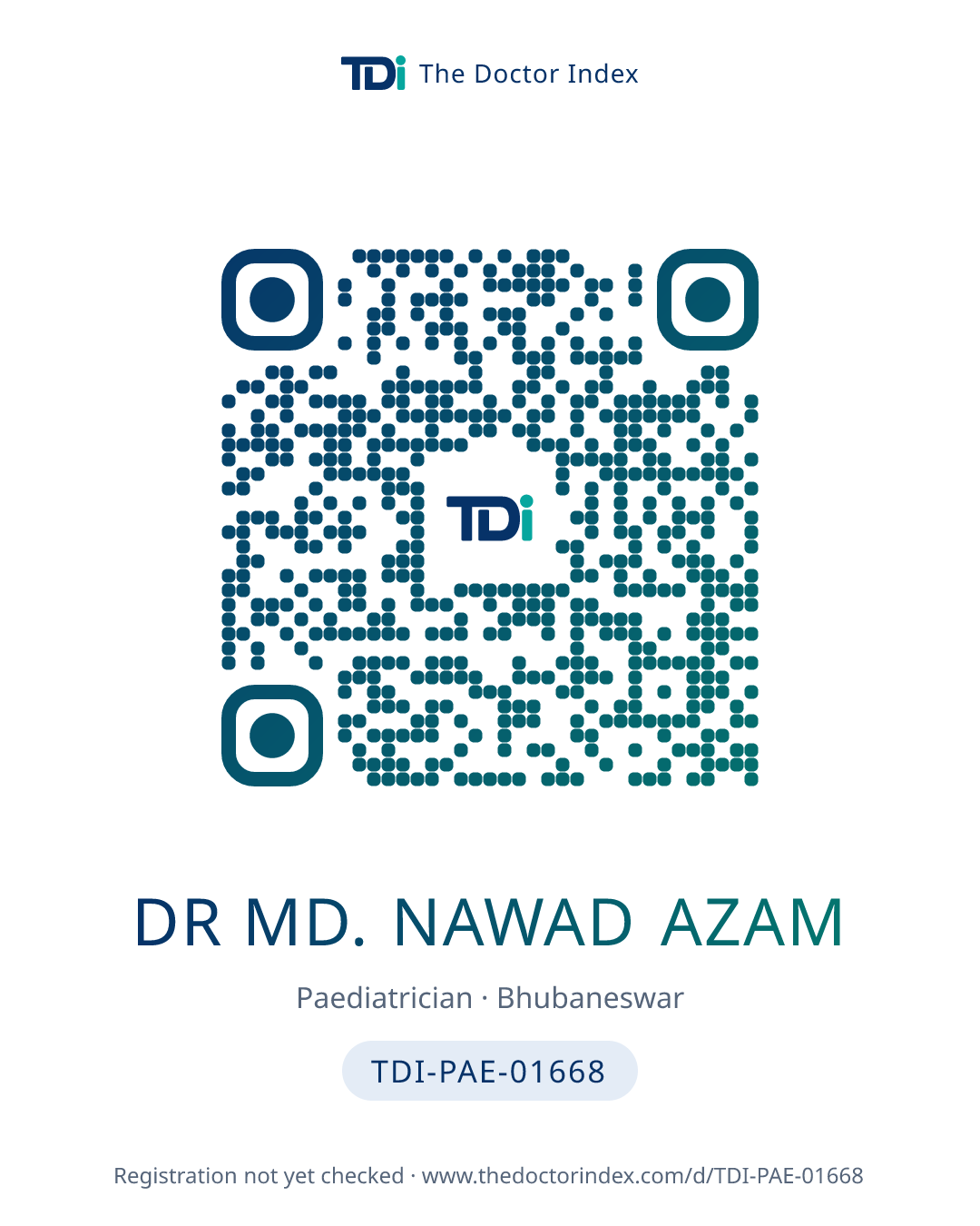 QR card for Dr Md. Nawad Azam, TDI-PAE-01668