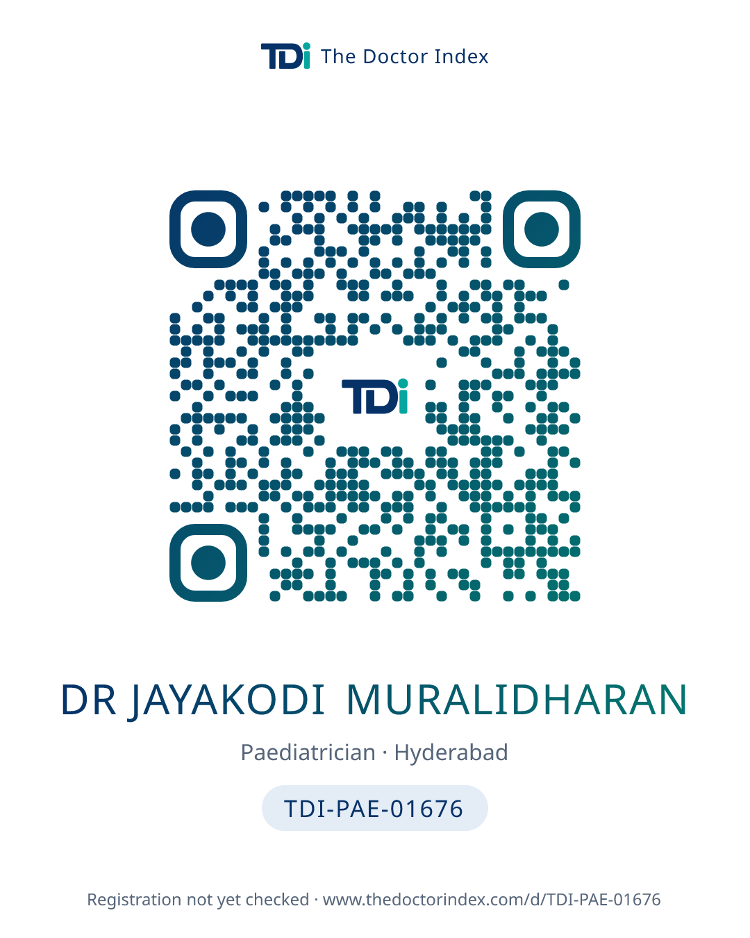 QR card for Dr Jayakodi Muralidharan, TDI-PAE-01676