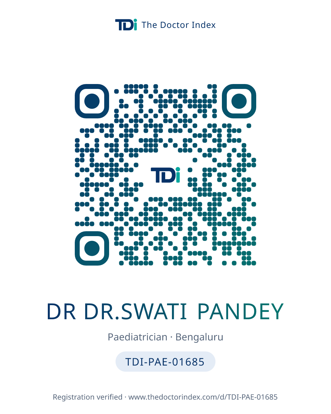QR card for Dr Dr.swati Pandey, TDI-PAE-01685