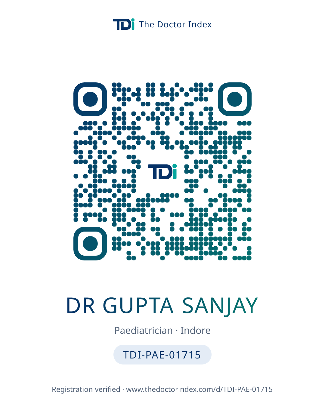 QR card for Dr Gupta Sanjay, TDI-PAE-01715