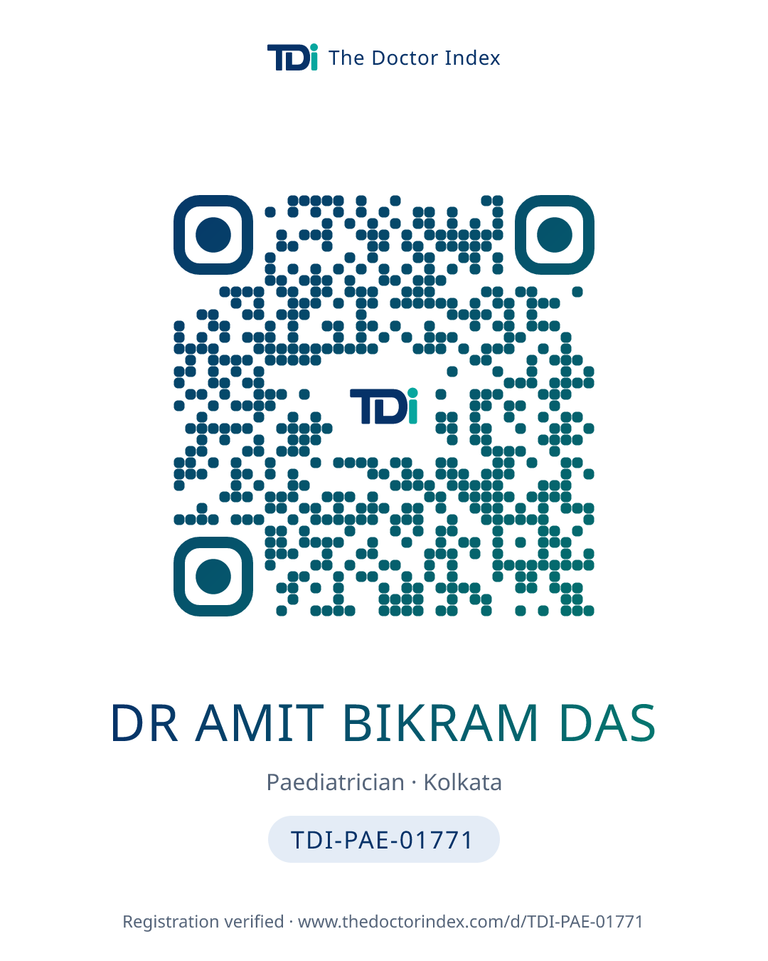 QR card for Dr Amit Bikram Das, TDI-PAE-01771