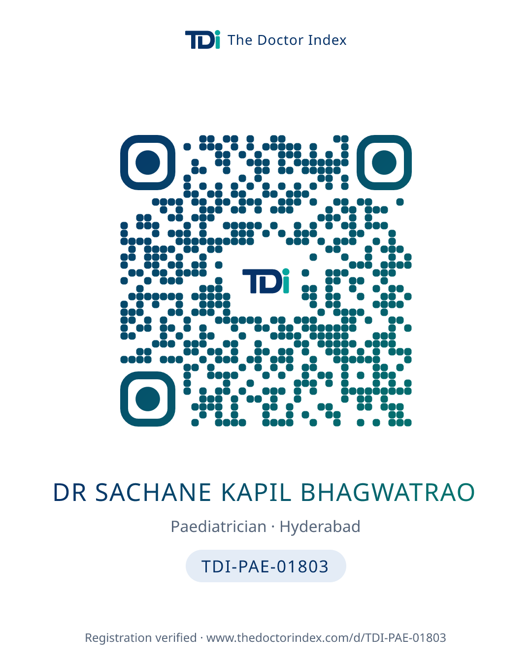 QR card for Dr Sachane Kapil Bhagwatrao, TDI-PAE-01803