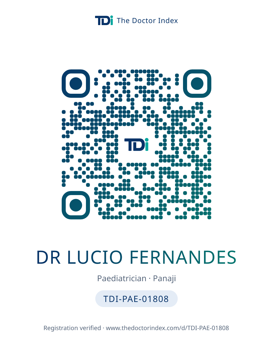 QR card for Dr Lucio Fernandes, TDI-PAE-01808