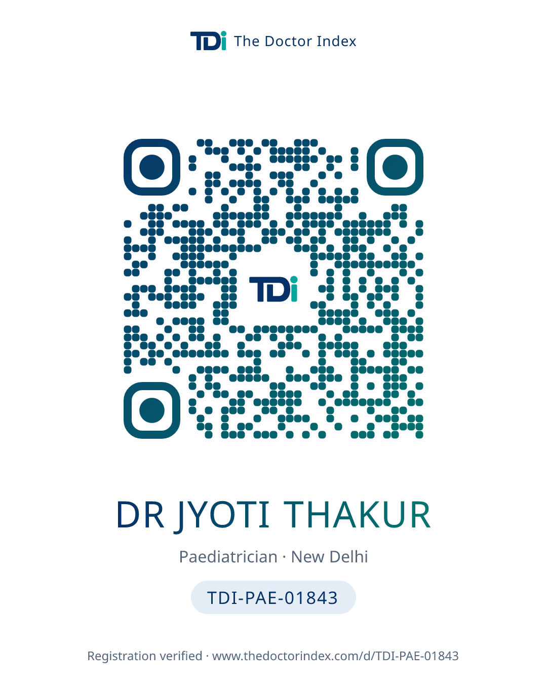 QR card for Dr Jyoti Thakur, TDI-PAE-01843