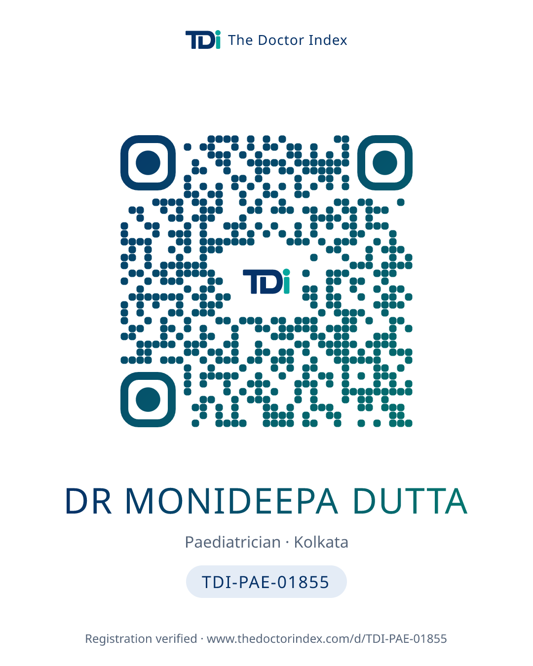 QR card for Dr Monideepa Dutta, TDI-PAE-01855
