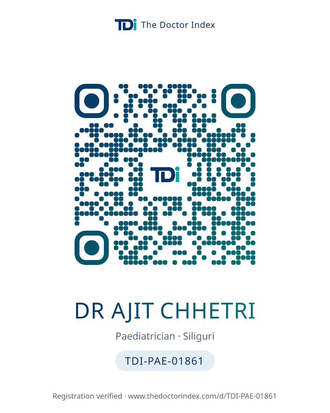 QR card for Dr Ajit Chhetri, TDI-PAE-01861