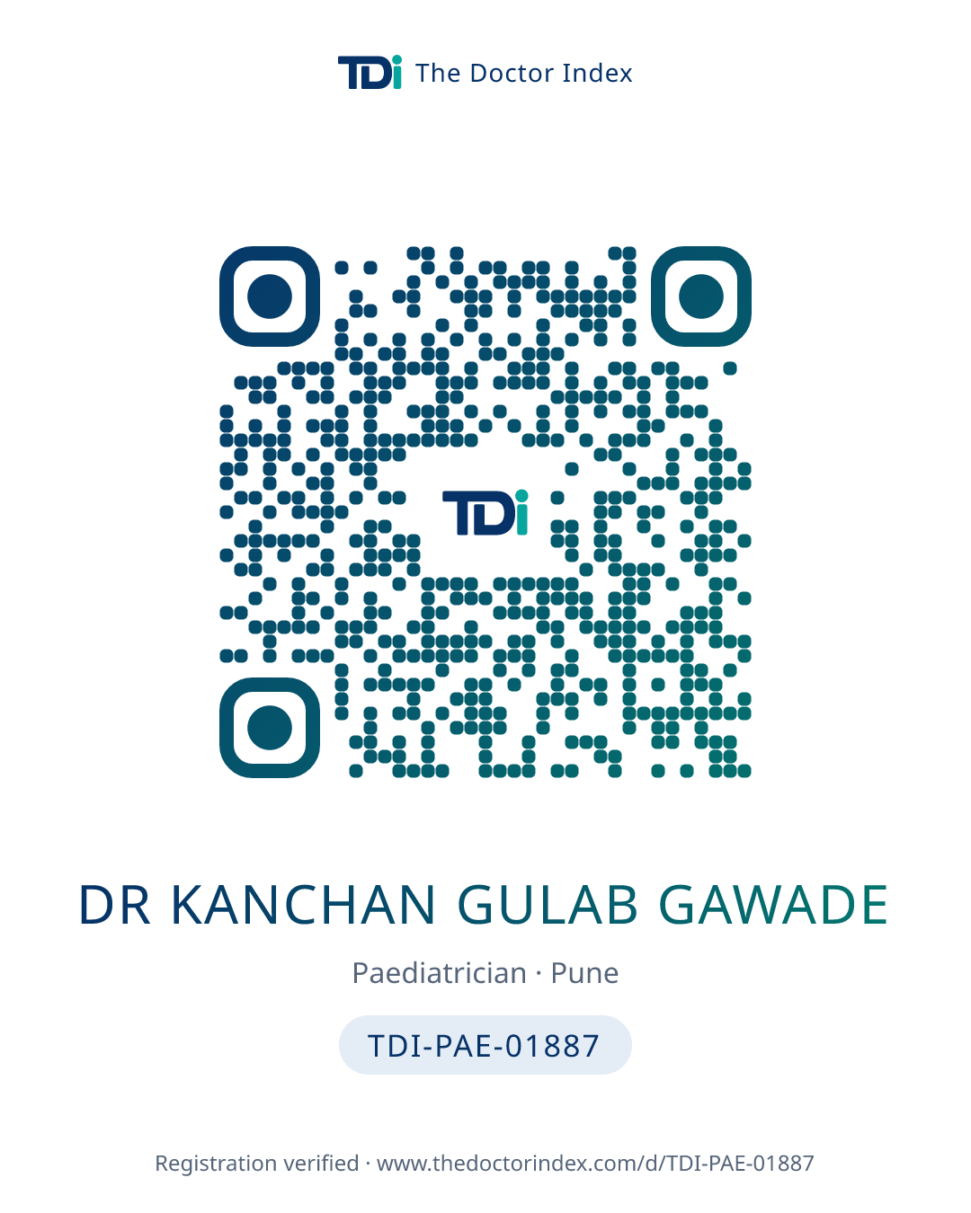 QR card for Dr Kanchan Gulab Gawade, TDI-PAE-01887