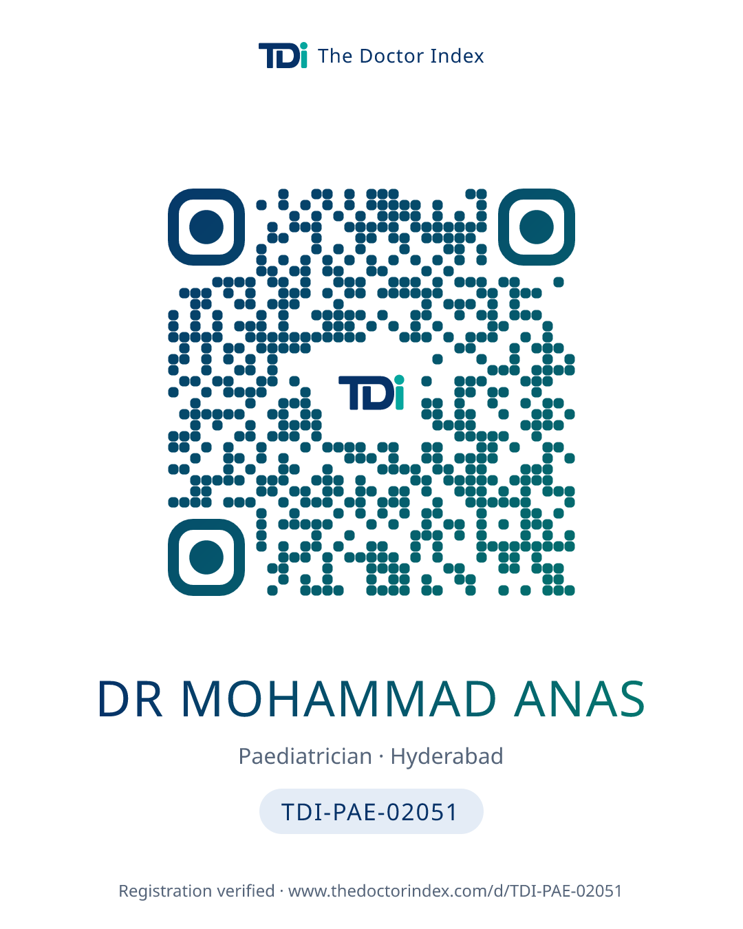 QR card for Dr Mohammad Anas, TDI-PAE-02051