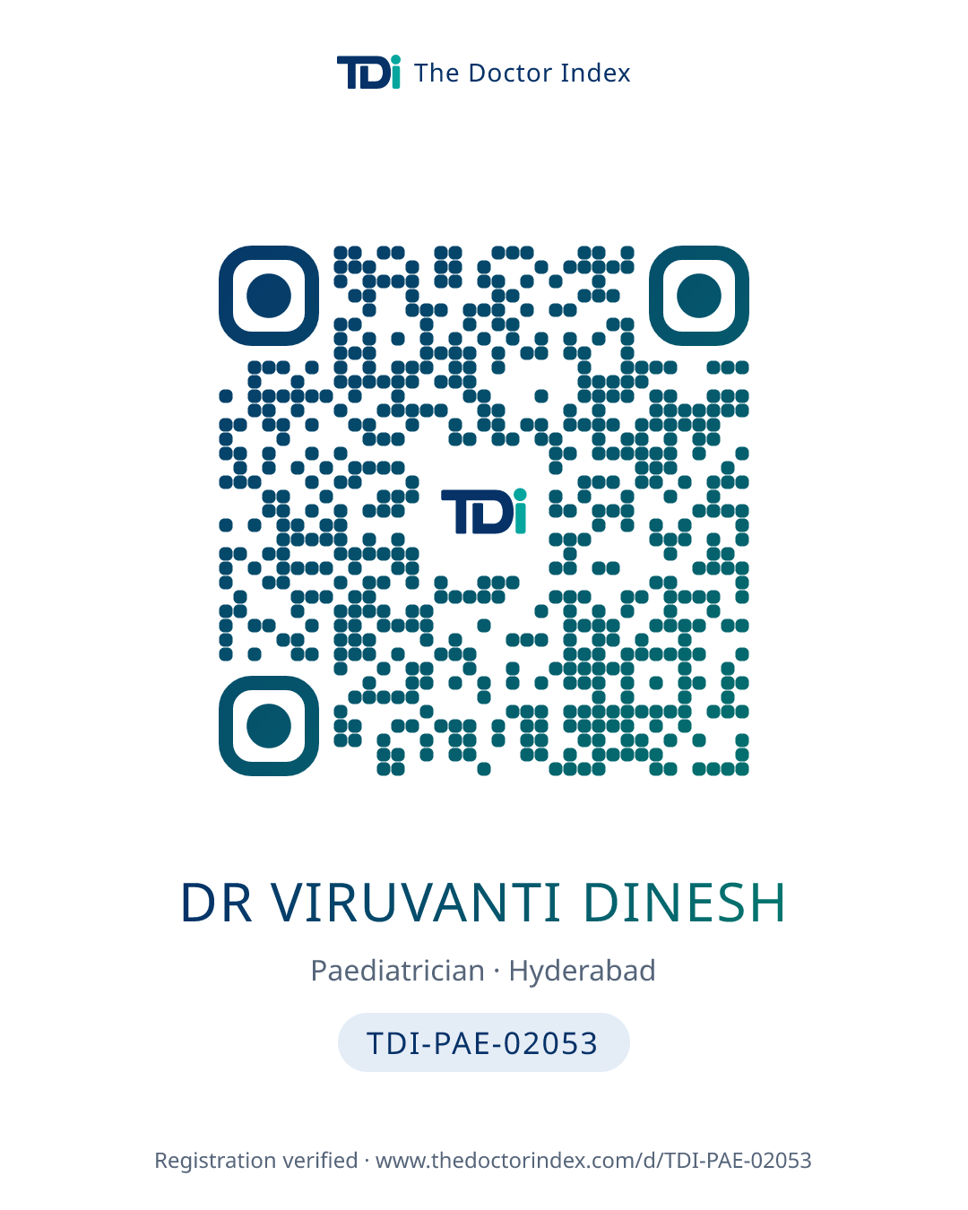 QR card for Dr Viruvanti Dinesh, TDI-PAE-02053