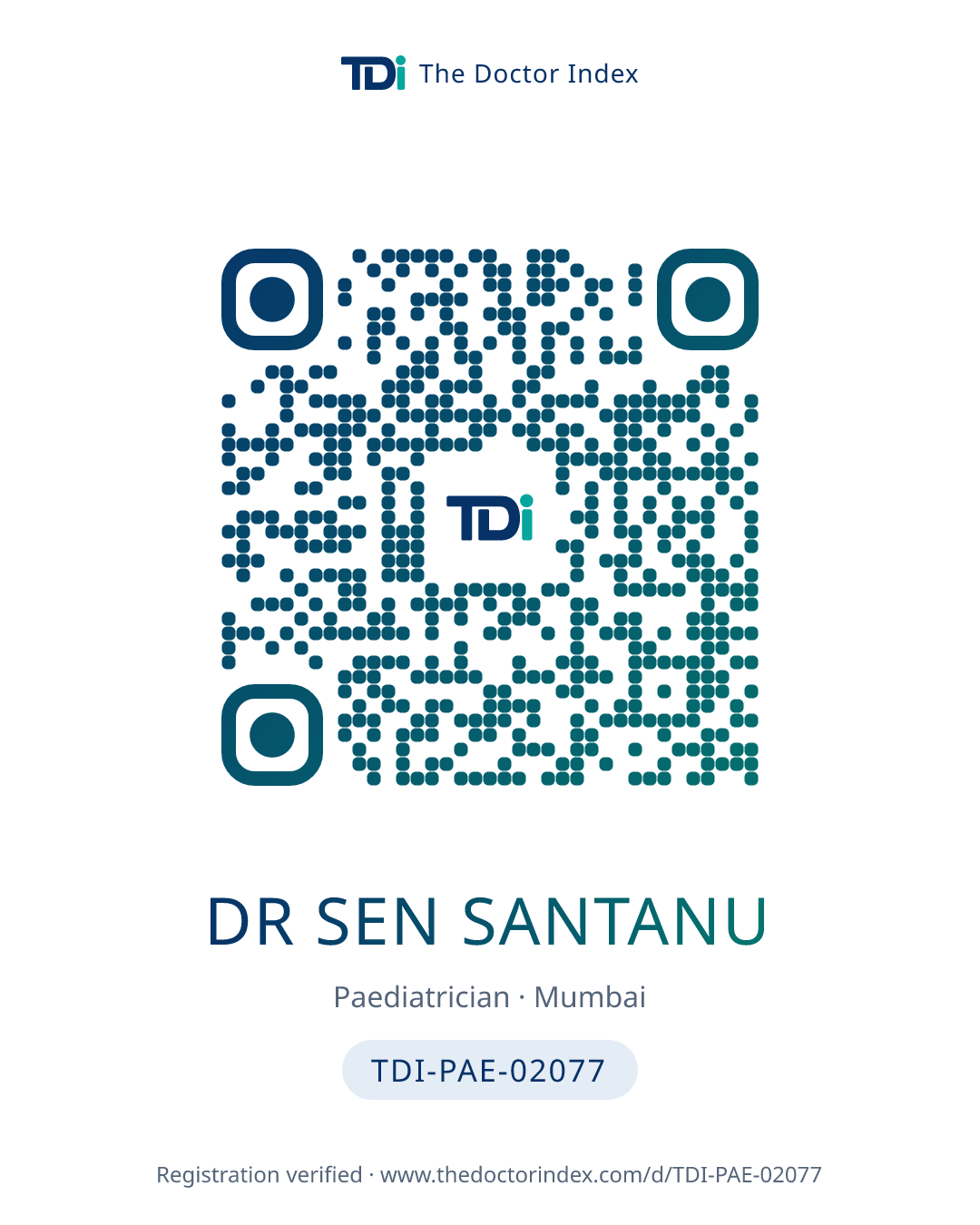 QR card for Dr Sen Santanu, TDI-PAE-02077
