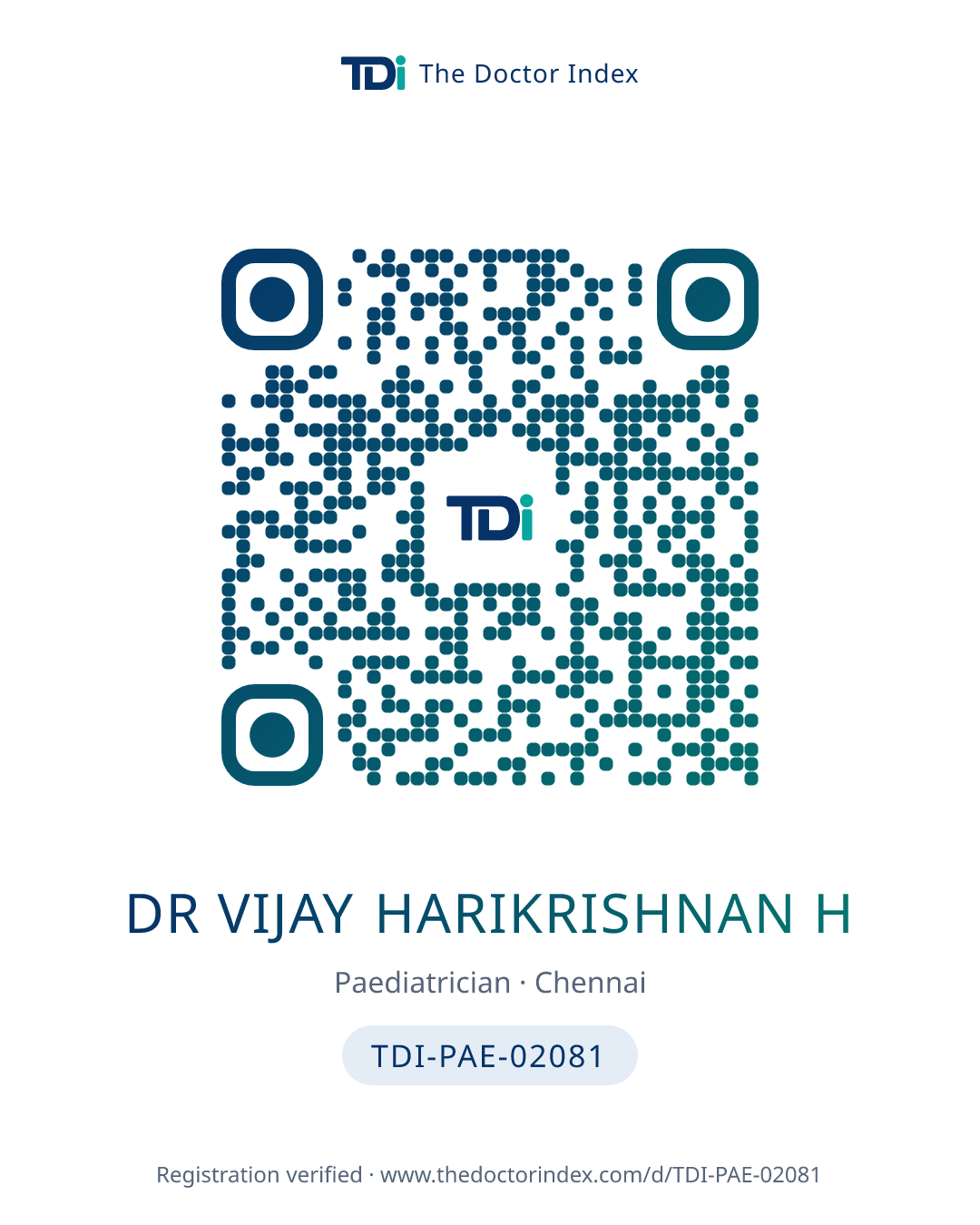 QR card for Dr Vijay Harikrishnan H, TDI-PAE-02081