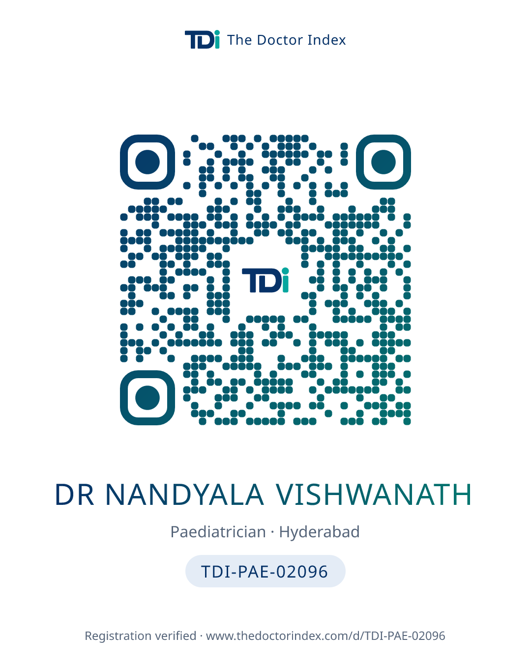 QR card for Dr Nandyala Vishwanath, TDI-PAE-02096