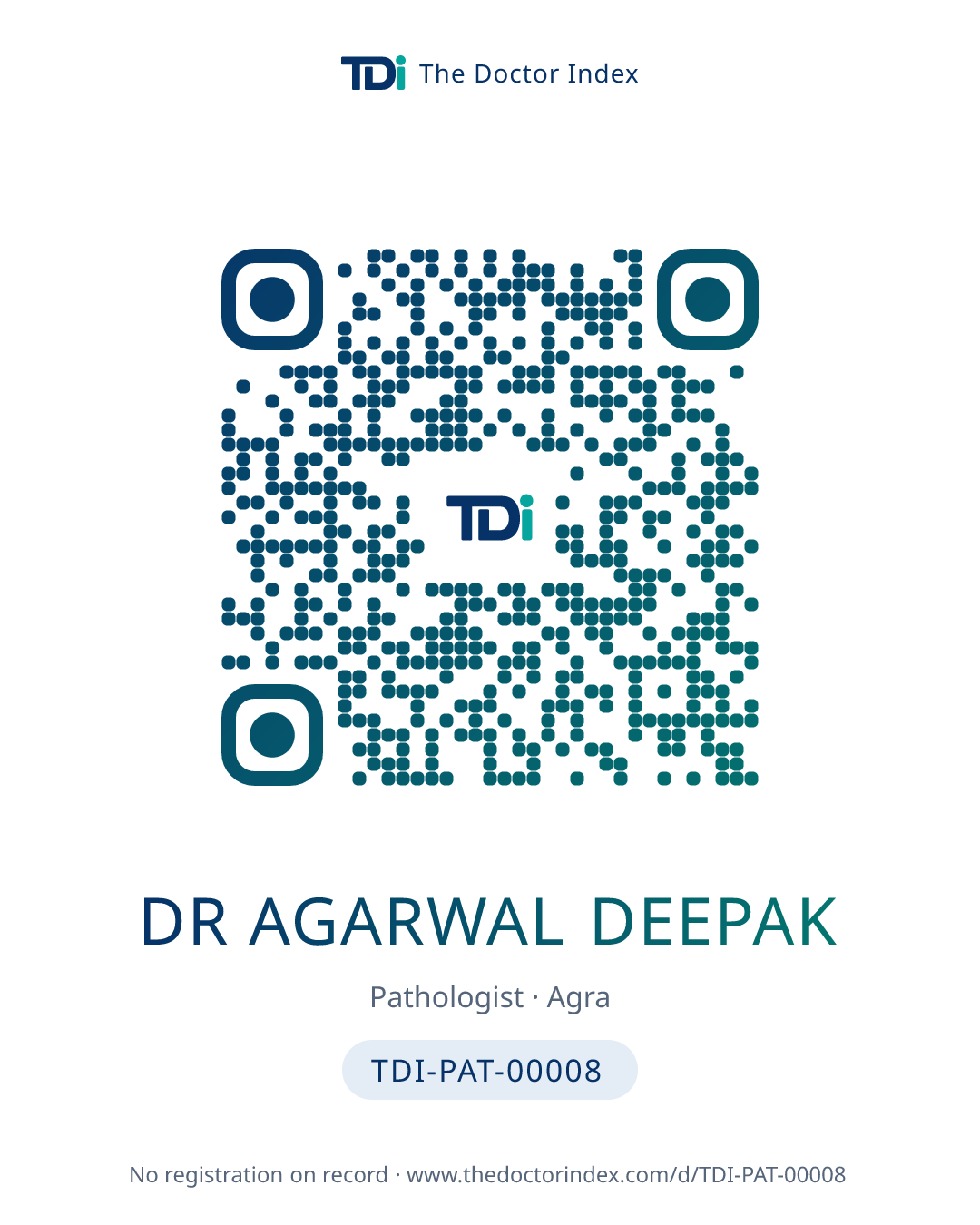 QR card for Dr Agarwal Deepak, TDI-PAT-00008