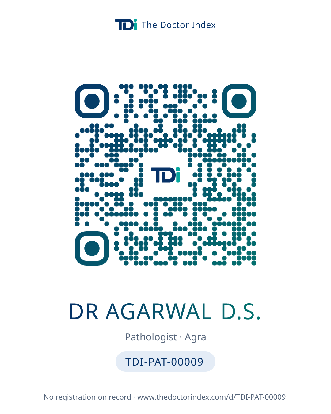 QR card for Dr Agarwal D.S., TDI-PAT-00009