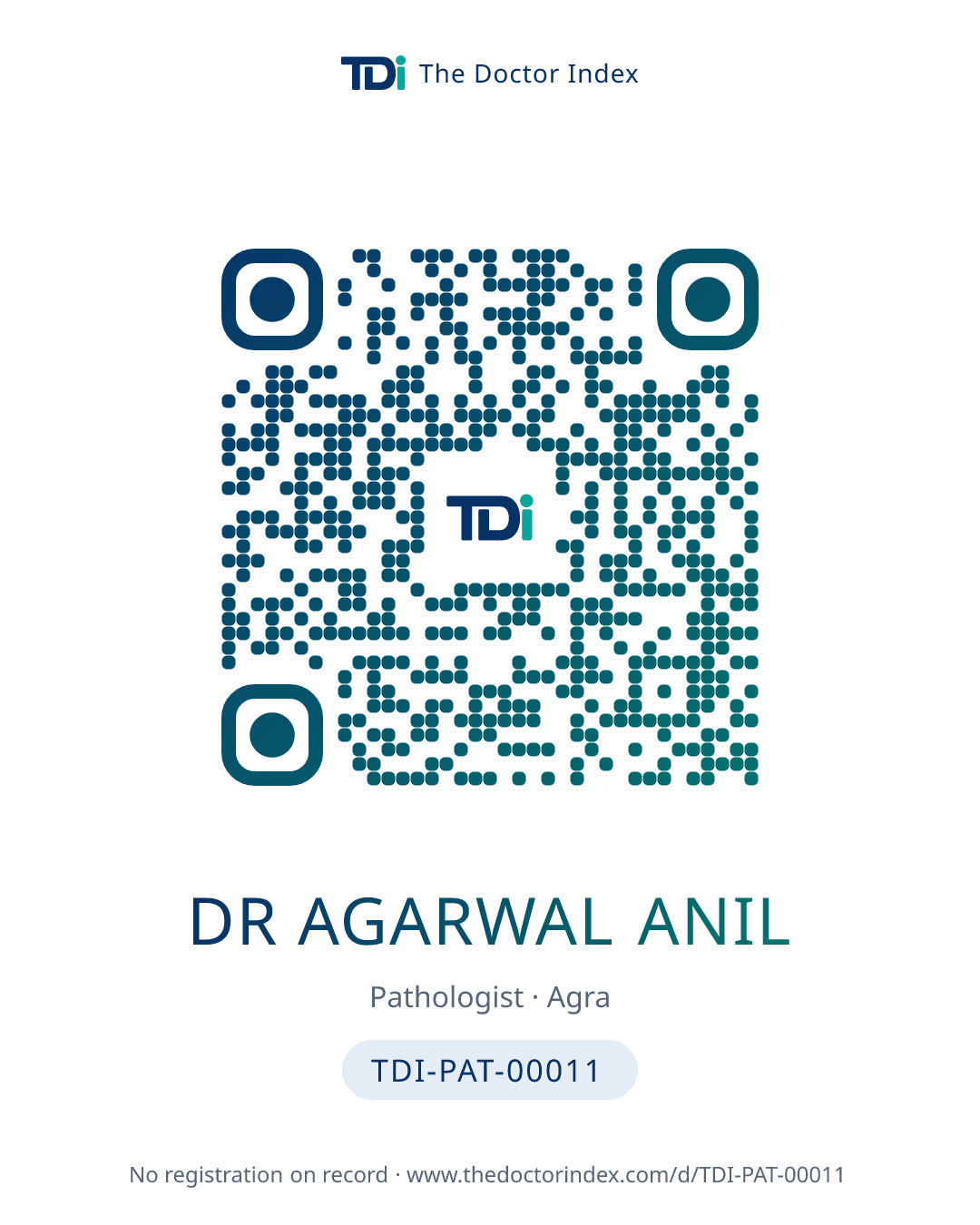 QR card for Dr Agarwal Anil, TDI-PAT-00011